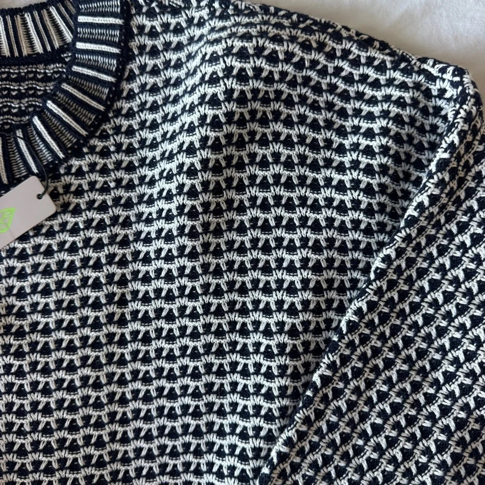 NWT NIC+ZOE Easy Tuck Stitch Pullover Sweater Split Neck Blue Size Medium - Picture 6 of 10